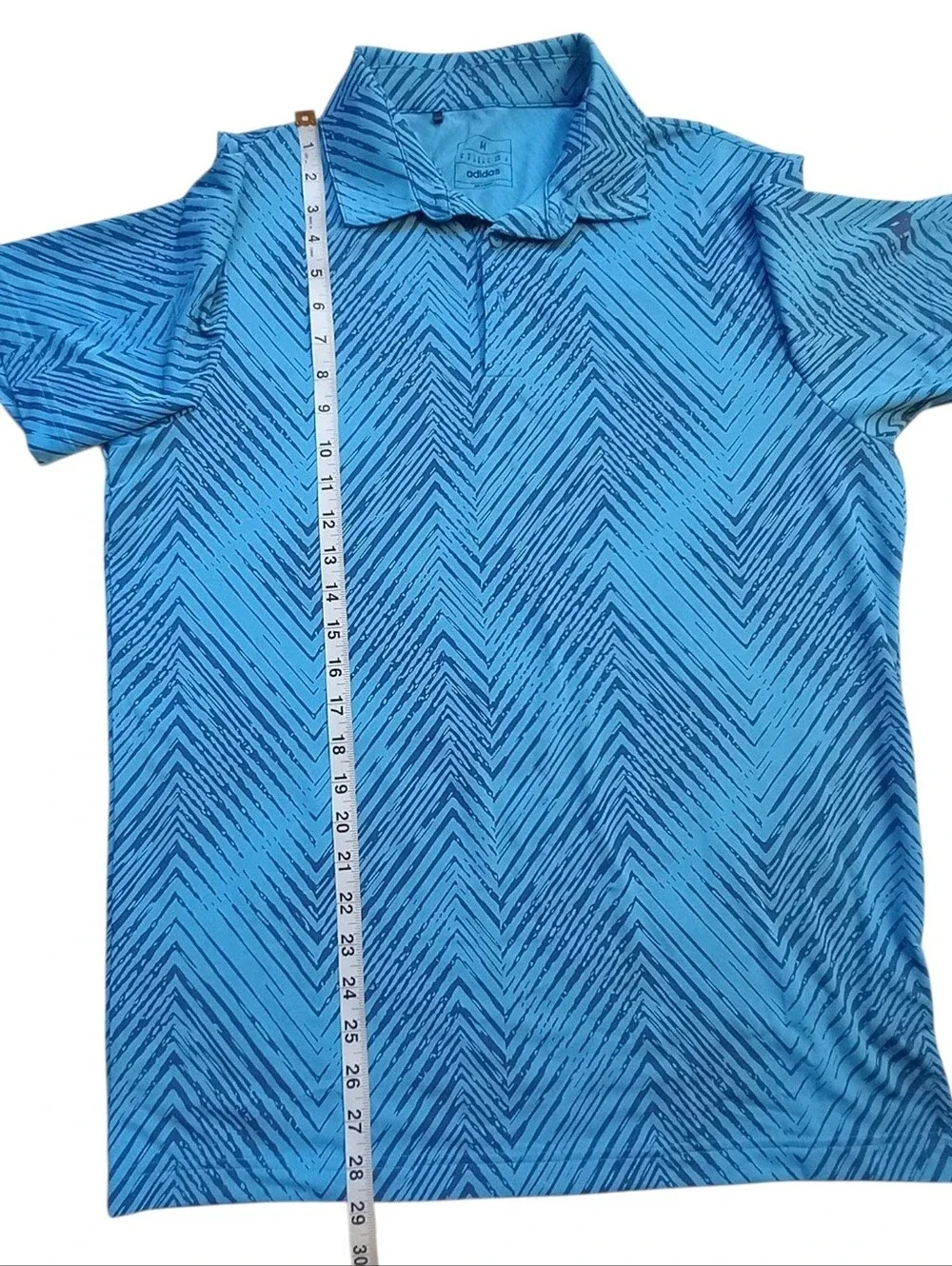 Adidas Ultimate365 Allover Print Polo Shirt Golf Medium Blue Chevron Performance